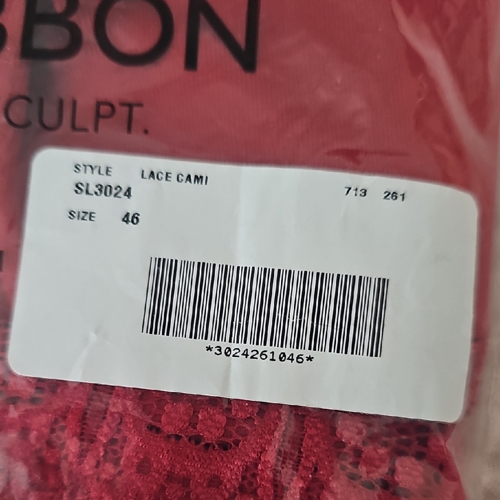 NWT Ruby Ribbon Red Lace Cami Size 46 - Picture 2 of 2